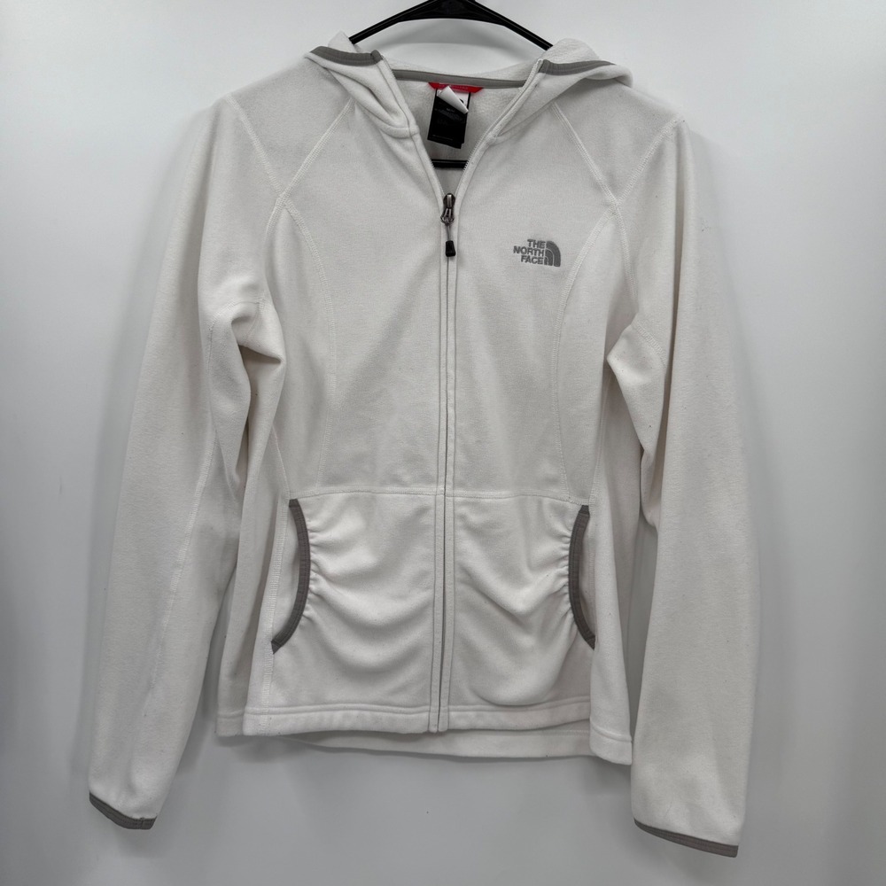 The North Face Women's White Fleece Hoodie Full Zip Jacket Size M